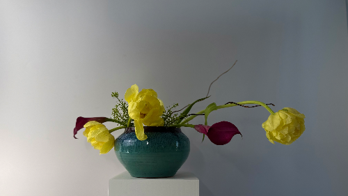 Ikebana Arrangement - Tulips Steal the Show
