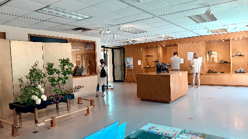 Visitors viewing the Ikebana exhibition at the National Bonsai and Penjing Museum