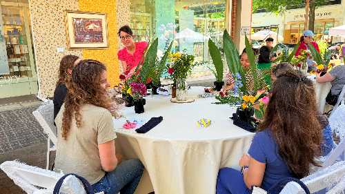 Unique Ikebana arrangements created by workshop participants at Soirée on the Lane